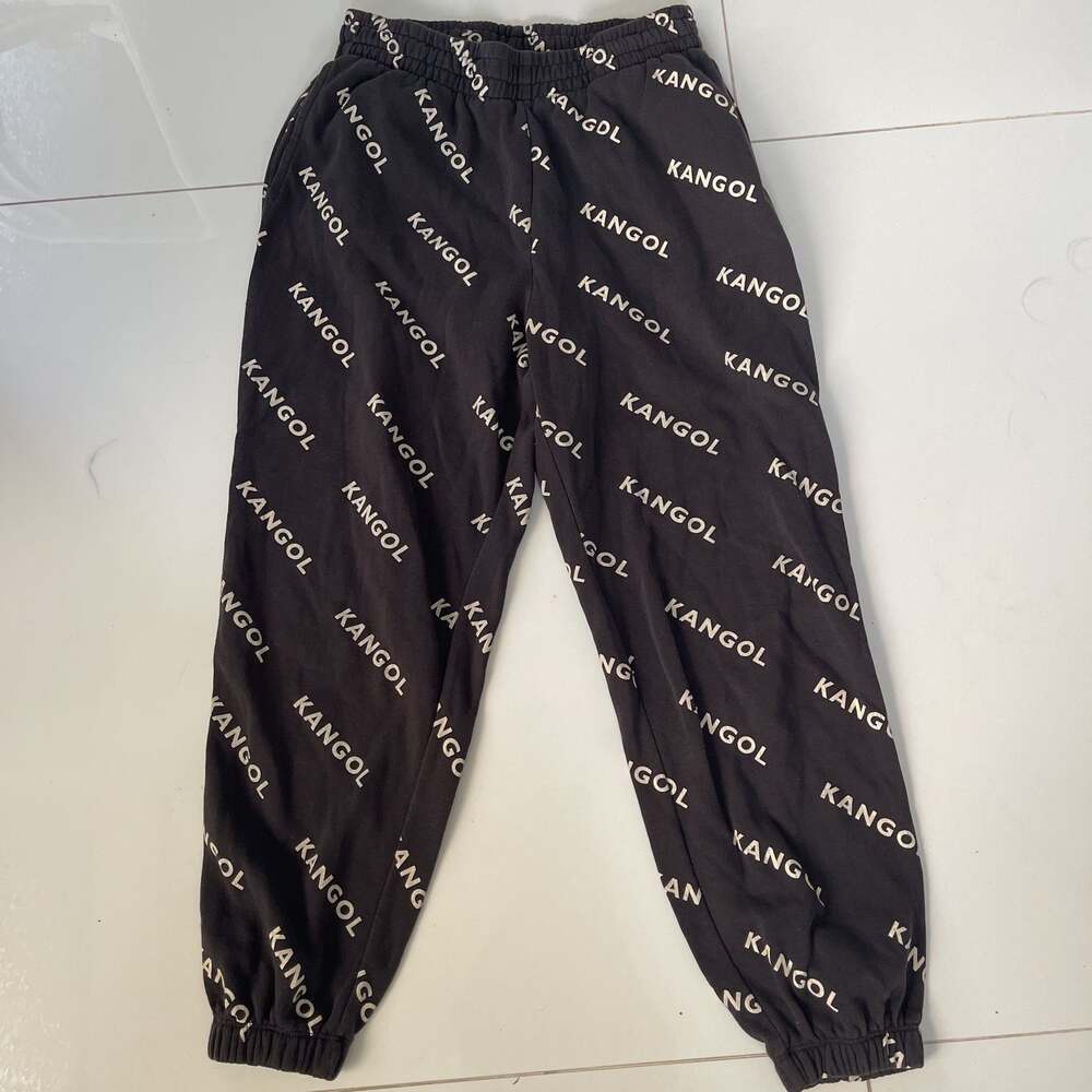 Kangol All-Over Logo Print Black Jogger Sweatpants